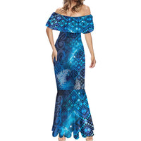 Aotearoa Taniko Matariki Mermaid Dress Cosmic Blue