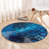 Aotearoa Taniko Matariki Round Carpet Cosmic Blue