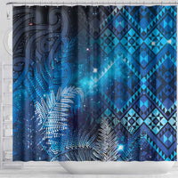 Aotearoa Taniko Matariki Shower Curtain Cosmic Blue