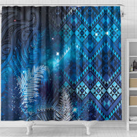 Aotearoa Taniko Matariki Shower Curtain Cosmic Blue