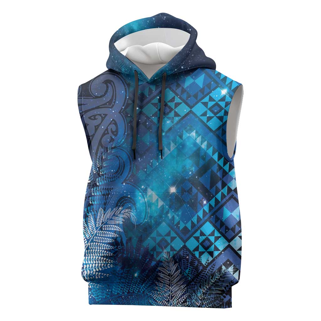 Aotearoa Taniko Matariki Sleeveless Hoodie Cosmic Blue