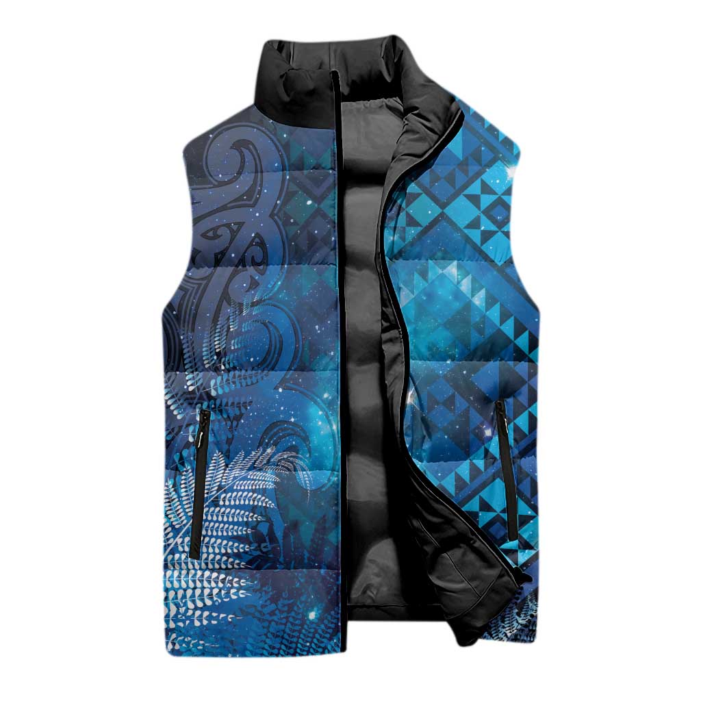 Aotearoa Taniko Matariki Sleeveless Puffer Jacket Cosmic Blue