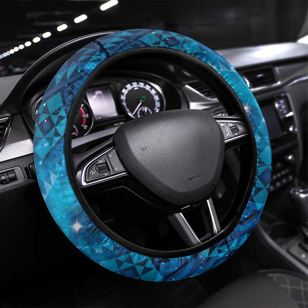 Aotearoa Taniko Matariki Steering Wheel Cover Cosmic Blue