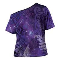 Aotearoa Taniko Matariki Cross Shoulder Shirt Cosmic Violet