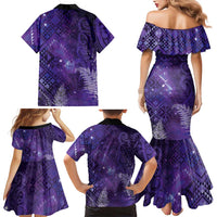 Aotearoa Taniko Matariki Family Matching Mermaid Dress and Hawaiian Shirt Cosmic Violet LT7 - Polynesian Pride