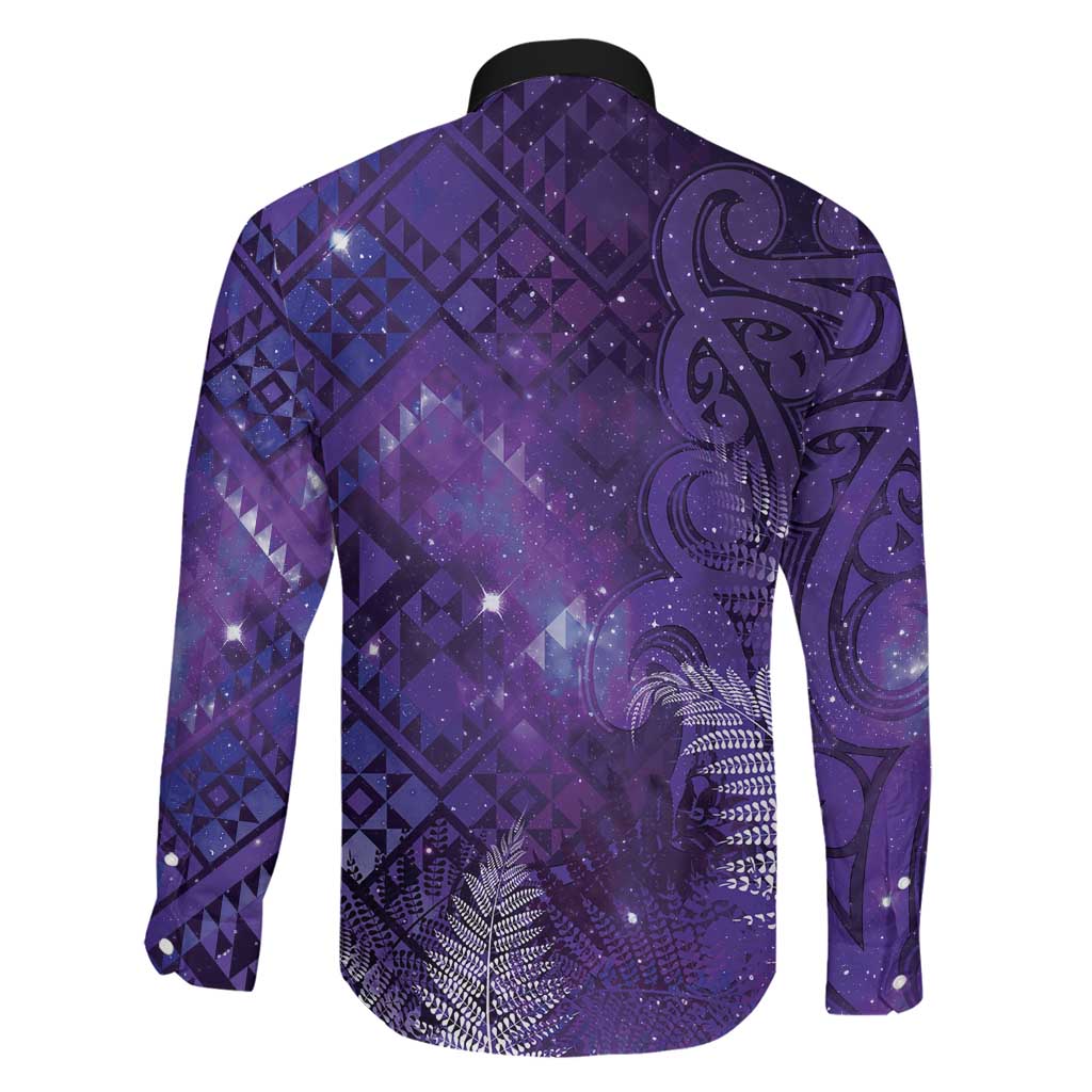 Aotearoa Taniko Matariki Family Matching Off Shoulder Maxi Dress and Hawaiian Shirt Cosmic Violet