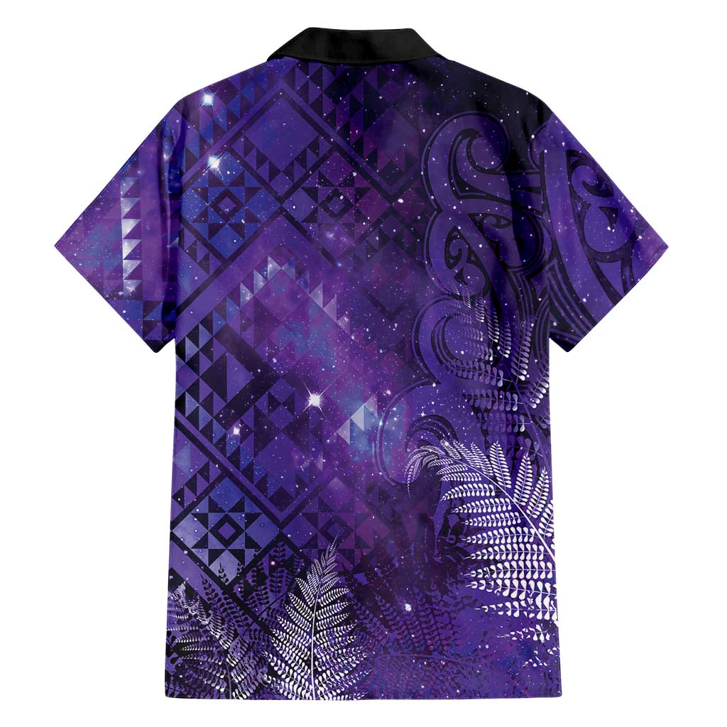 Aotearoa Taniko Matariki Family Matching Off Shoulder Short Dress and Hawaiian Shirt Cosmic Violet