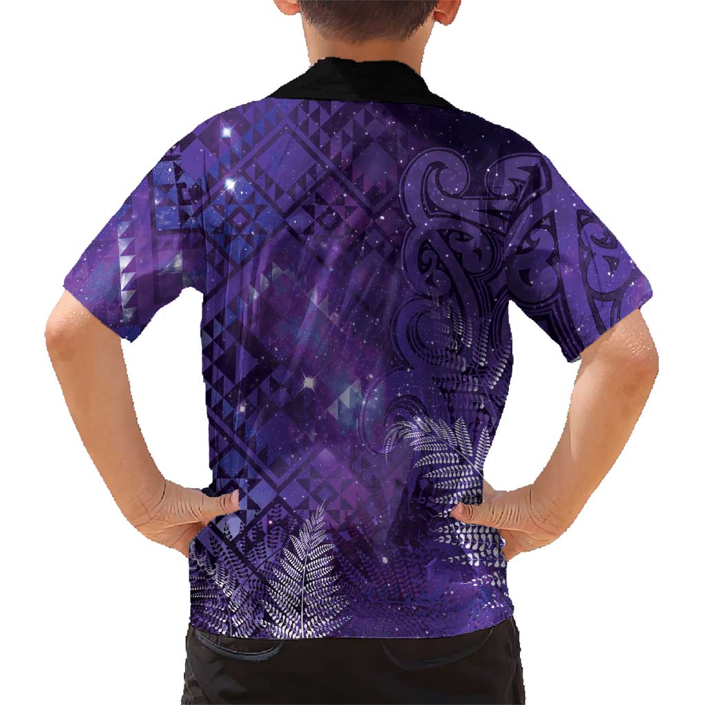Aotearoa Taniko Matariki Family Matching Summer Maxi Dress and Hawaiian Shirt Cosmic Violet