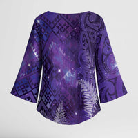 Aotearoa Taniko Matariki Kimono Sleeve Blouse Cosmic Violet