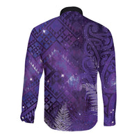 Aotearoa Taniko Matariki Long Sleeve Button Shirt Cosmic Violet