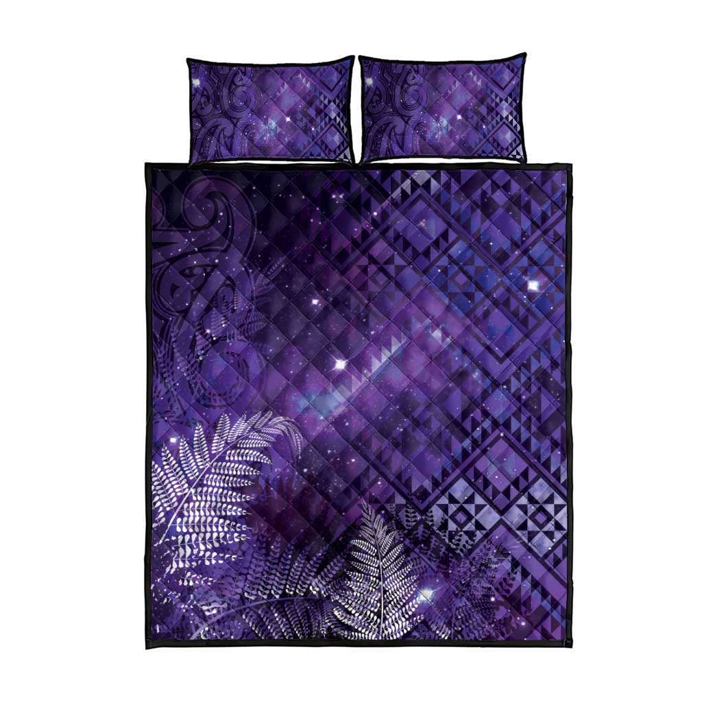 Aotearoa Taniko Matariki Quilt Bed Set Cosmic Violet