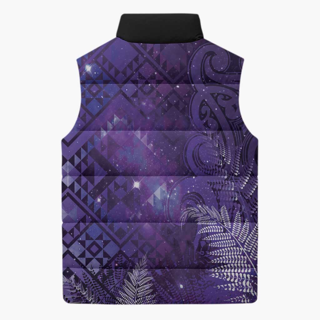 Aotearoa Taniko Matariki Sleeveless Puffer Jacket Cosmic Violet