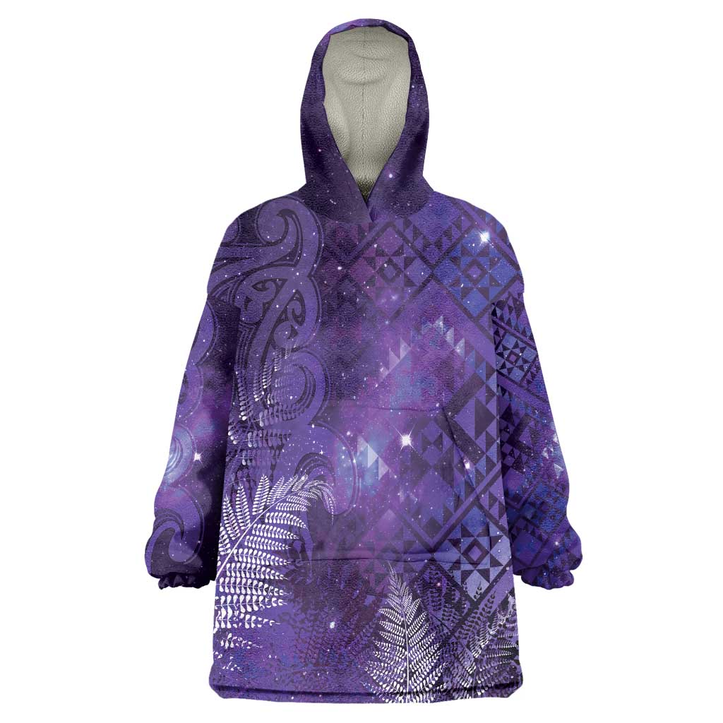 Aotearoa Taniko Matariki Wearable Blanket Hoodie Cosmic Violet