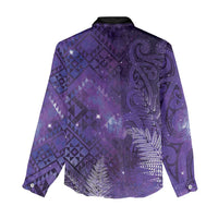 Aotearoa Taniko Matariki Women Casual Shirt Cosmic Violet