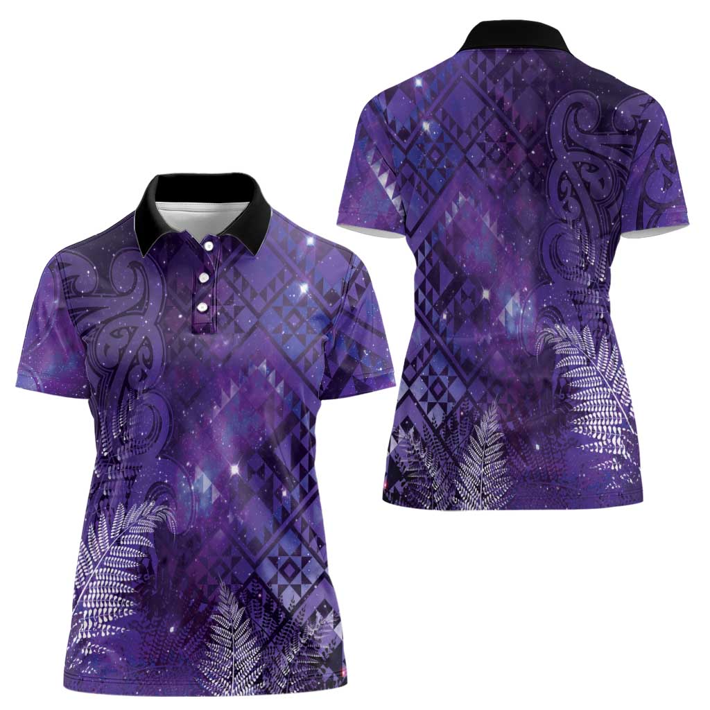 Aotearoa Taniko Matariki Women Polo Shirt Cosmic Violet