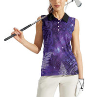Aotearoa Taniko Matariki Women Sleeveless Polo Shirt Cosmic Violet
