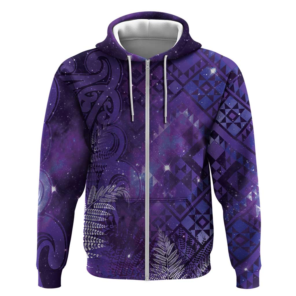 Aotearoa Taniko Matariki Zip Hoodie Cosmic Violet