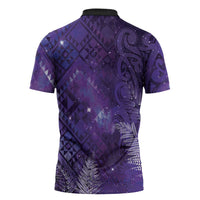 Aotearoa Taniko Matariki Zipper Polo Shirt Cosmic Violet