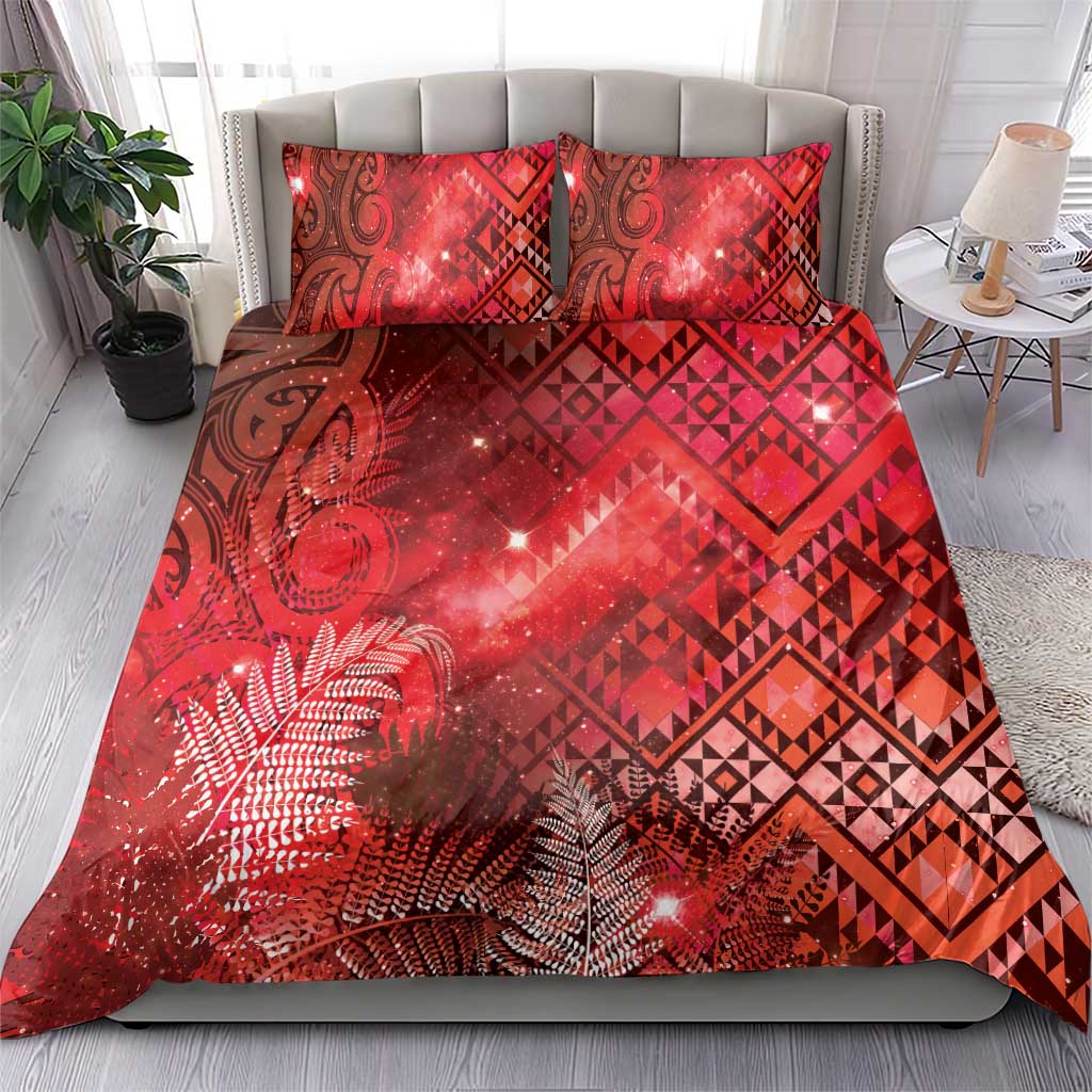 Aotearoa Taniko Matariki Bedding Set Cosmic Red