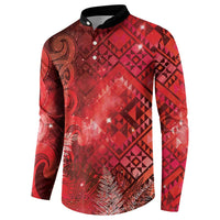 Aotearoa Taniko Matariki Button Sweatshirt Cosmic Red
