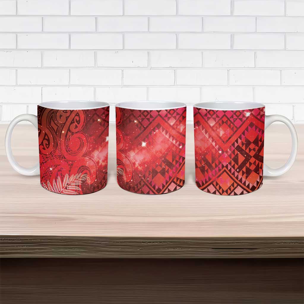 Aotearoa Taniko Matariki Ceramic Mug Cosmic Red