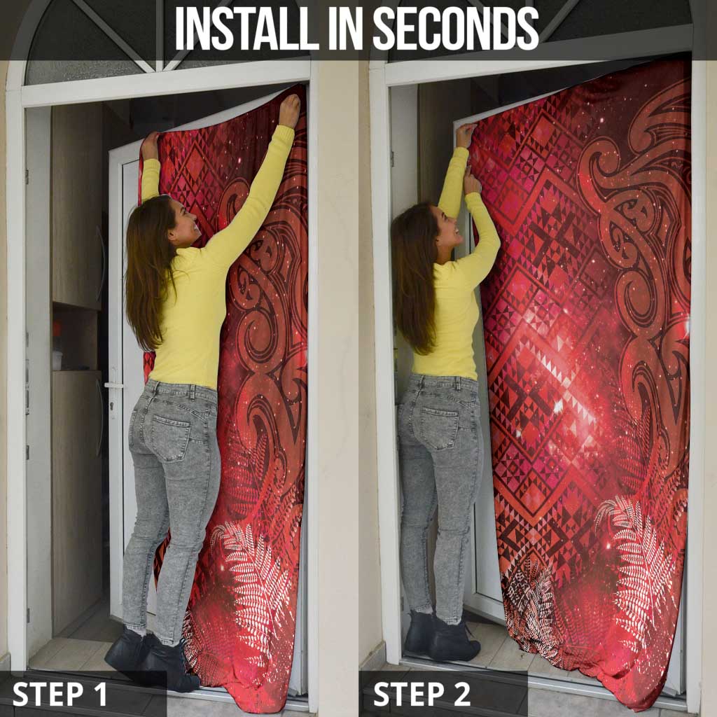Aotearoa Taniko Matariki Door Cover Cosmic Red