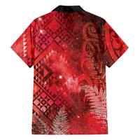 Aotearoa Taniko Matariki Family Matching Off The Shoulder Long Sleeve Dress and Hawaiian Shirt Cosmic Red LT7 - Polynesian Pride