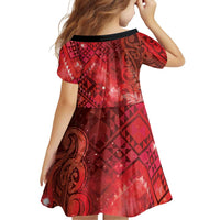 Aotearoa Taniko Matariki Family Matching Off Shoulder Short Dress and Hawaiian Shirt Cosmic Red