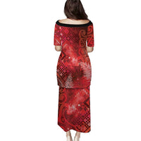 Aotearoa Taniko Matariki Family Matching Puletasi and Hawaiian Shirt Cosmic Red
