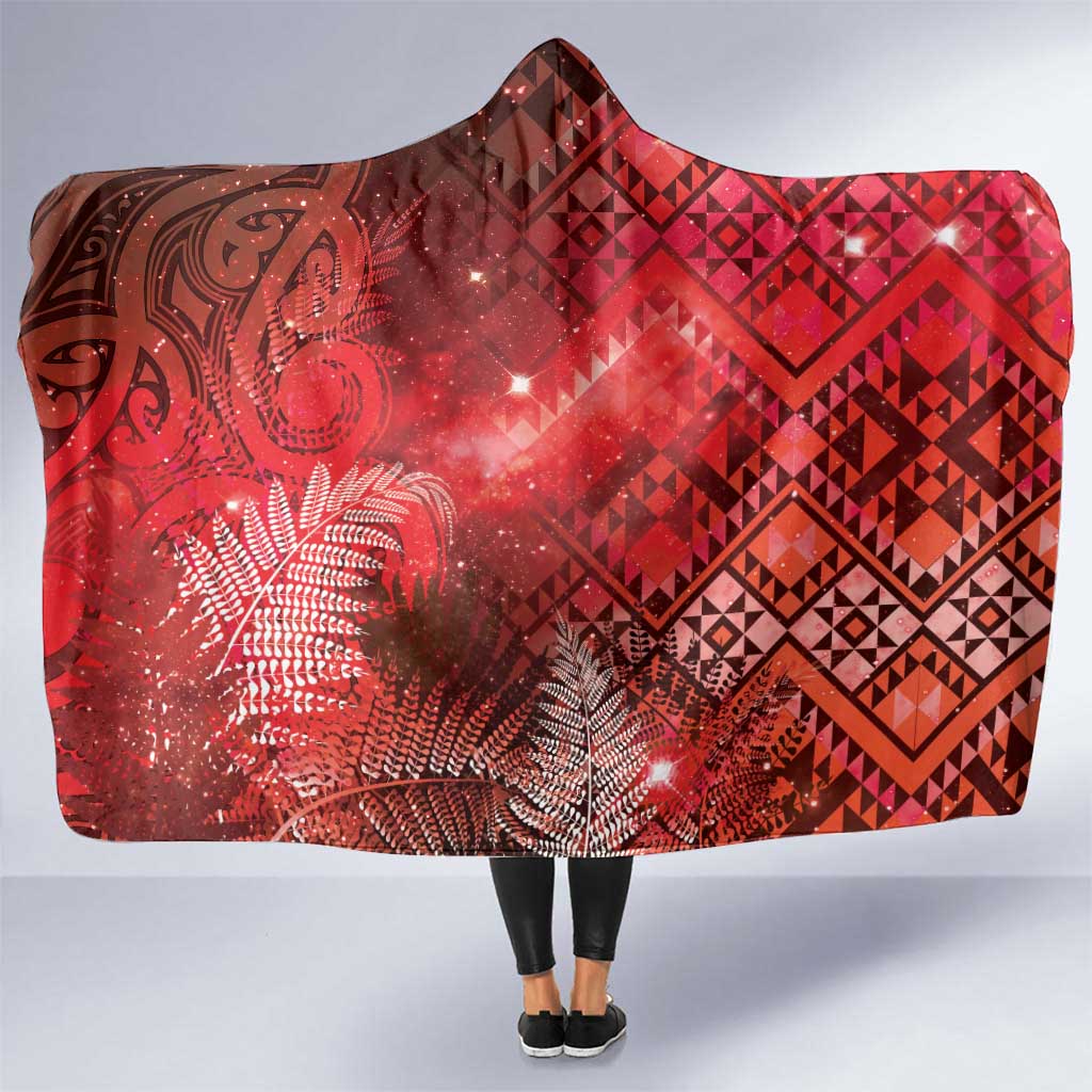 Aotearoa Taniko Matariki Hooded Blanket Cosmic Red