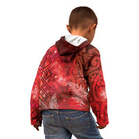 Aotearoa Taniko Matariki Kid Hoodie Cosmic Red