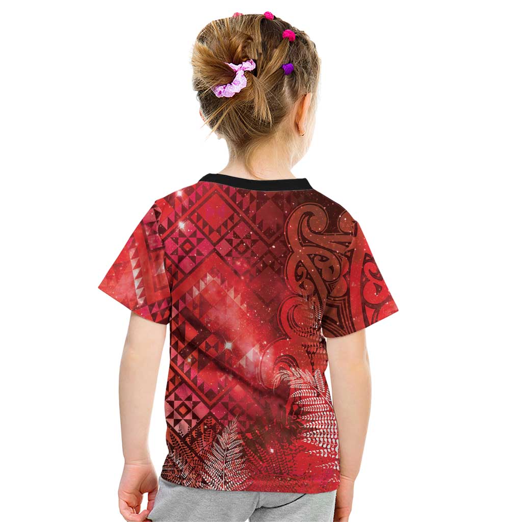 Aotearoa Taniko Matariki Kid T Shirt Cosmic Red