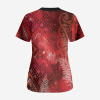 Aotearoa Taniko Matariki Scrub Top Cosmic Red