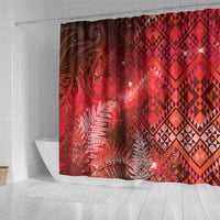 Aotearoa Taniko Matariki Shower Curtain Cosmic Red