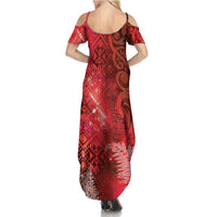 Aotearoa Taniko Matariki Summer Maxi Dress Cosmic Red
