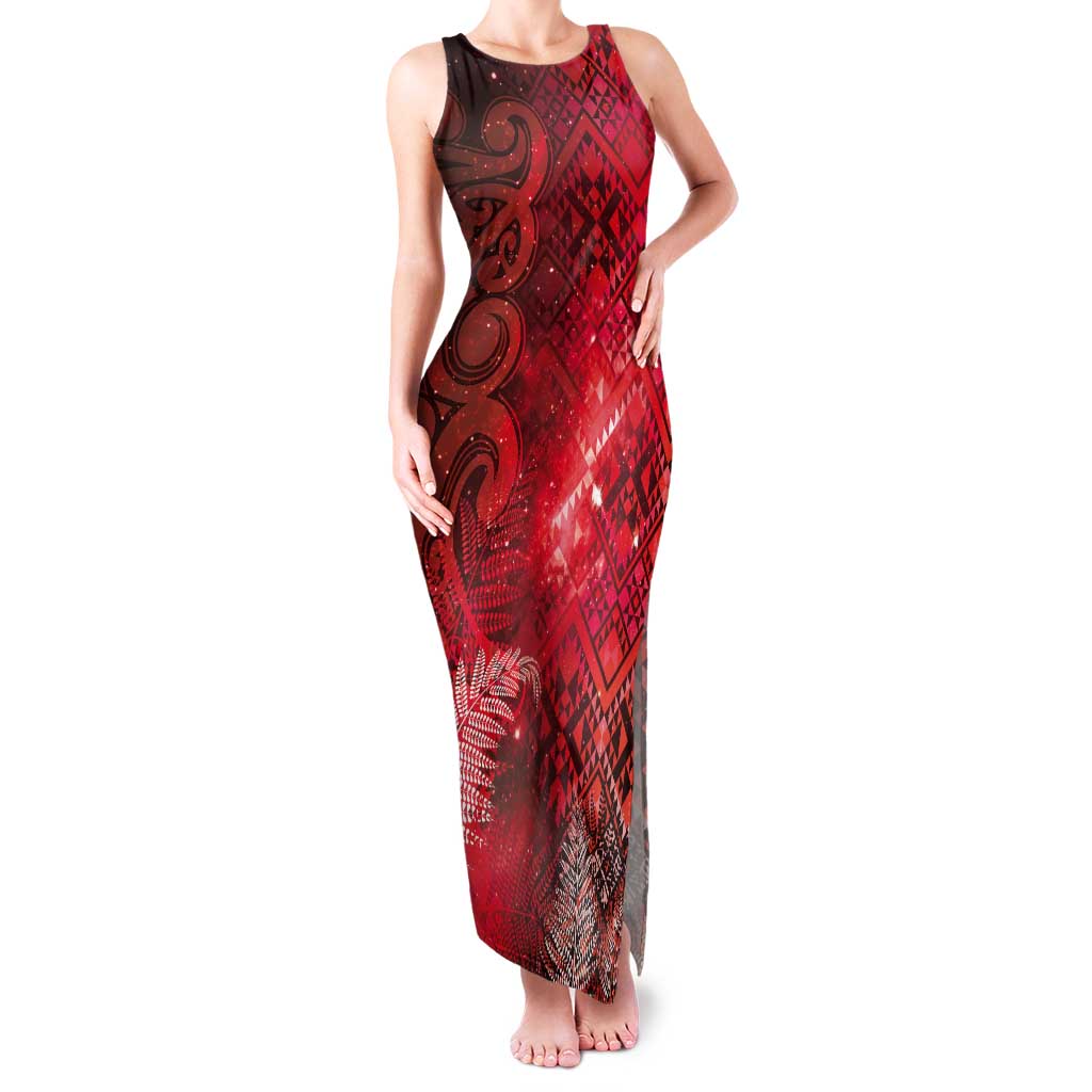 Aotearoa Taniko Matariki Tank Maxi Dress Cosmic Red