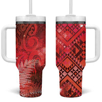 Aotearoa Taniko Matariki Tumbler With Handle Cosmic Red