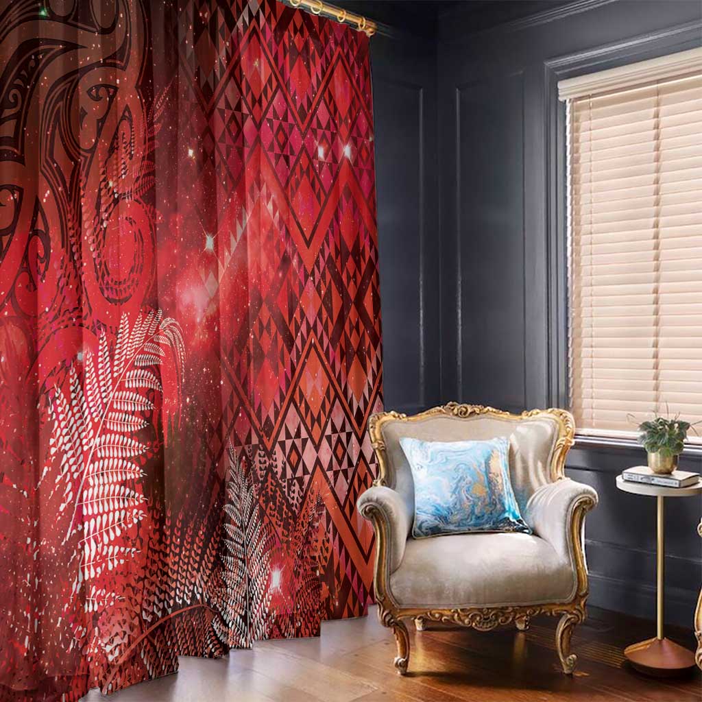 Aotearoa Taniko Matariki Window Curtain Cosmic Red