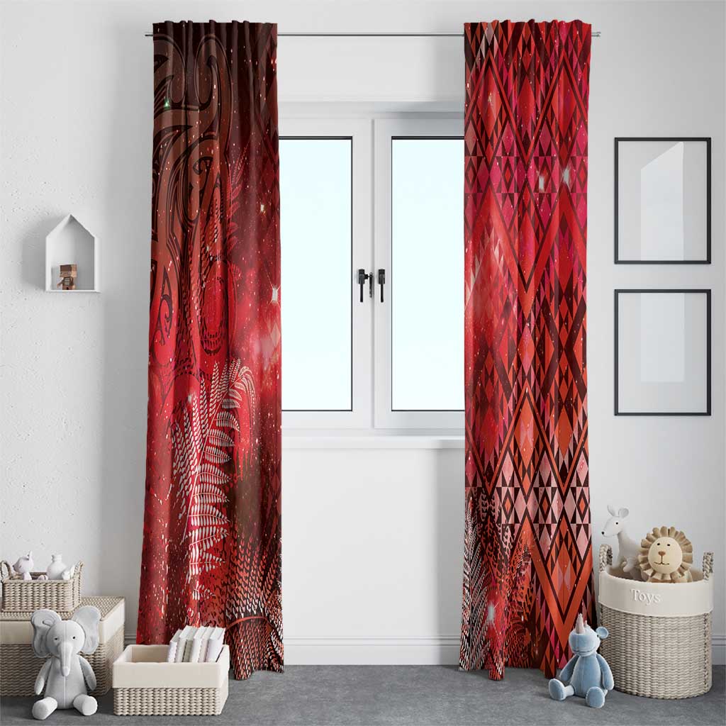 Aotearoa Taniko Matariki Window Curtain Cosmic Red