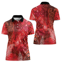 Aotearoa Taniko Matariki Women Polo Shirt Cosmic Red