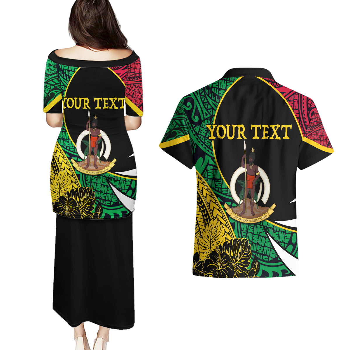 Vanuatu Independence Day Yumi 44 Couples Matching Puletasi and Hawaiian Shirt