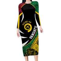 Vanuatu Independence Day Yumi 44 Family Matching Long Sleeve Bodycon Dress and Hawaiian Shirt LT7 Mom's Dress Colorful - Polynesian Pride