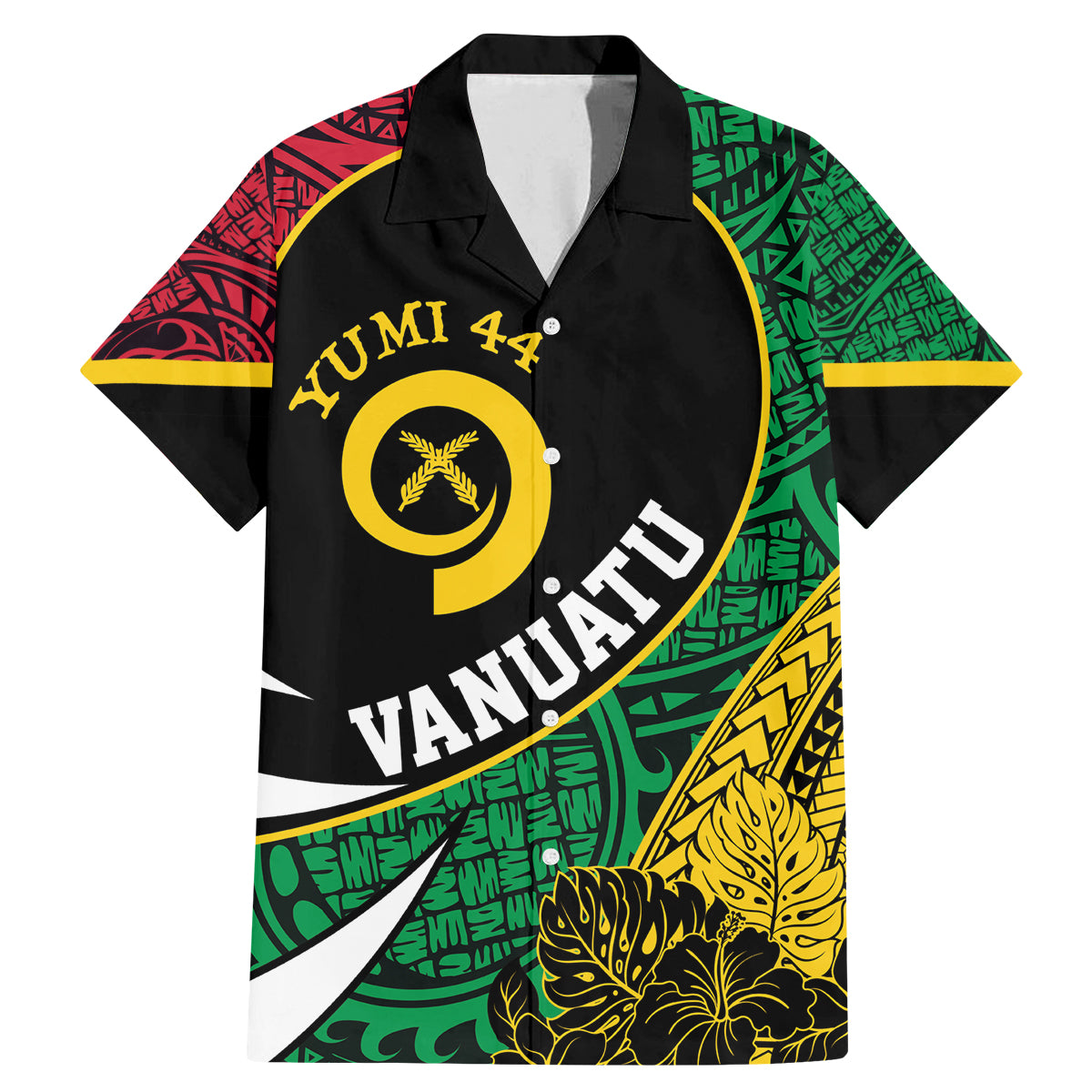 Vanuatu Independence Day Yumi 44 Family Matching Mermaid Dress and Hawaiian Shirt LT7 Dad's Shirt - Short Sleeve Colorful - Polynesian Pride