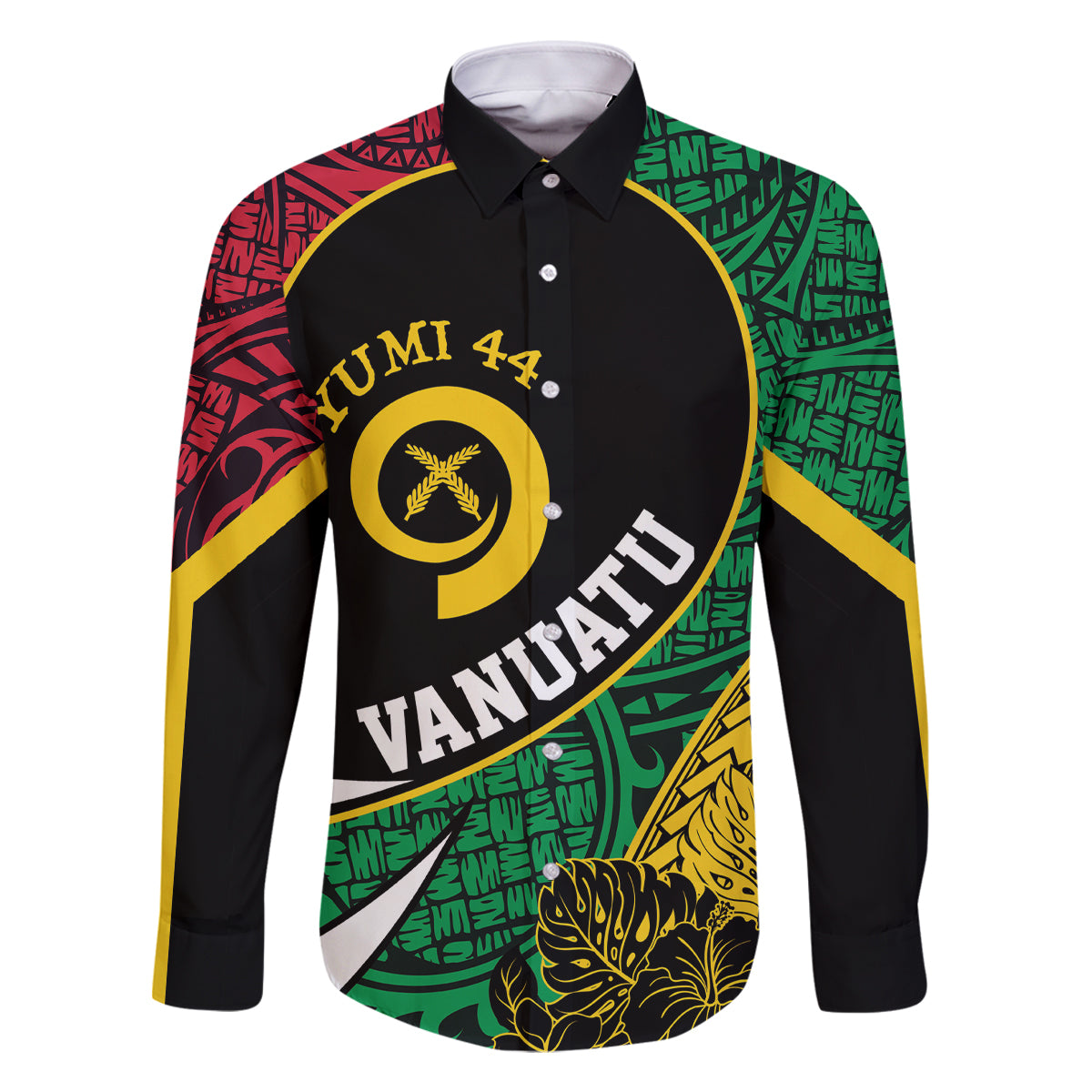 Vanuatu Independence Day Yumi 44 Family Matching Mermaid Dress and Hawaiian Shirt LT7 Dad's Shirt - Long Sleeve Colorful - Polynesian Pride