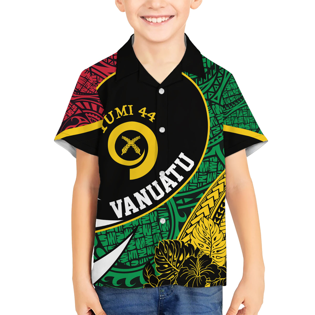 Vanuatu Independence Day Yumi 44 Family Matching Short Sleeve Bodycon Dress and Hawaiian Shirt LT7 Son's Shirt Colorful - Polynesian Pride