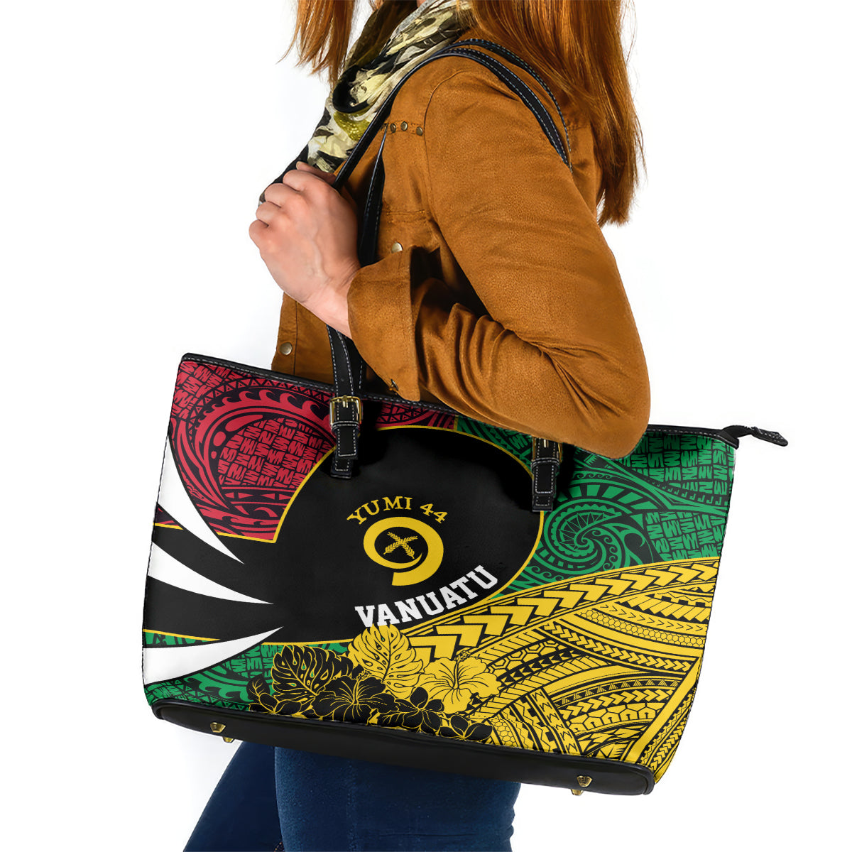 Vanuatu Independence Day Yumi 44 Leather Tote Bag