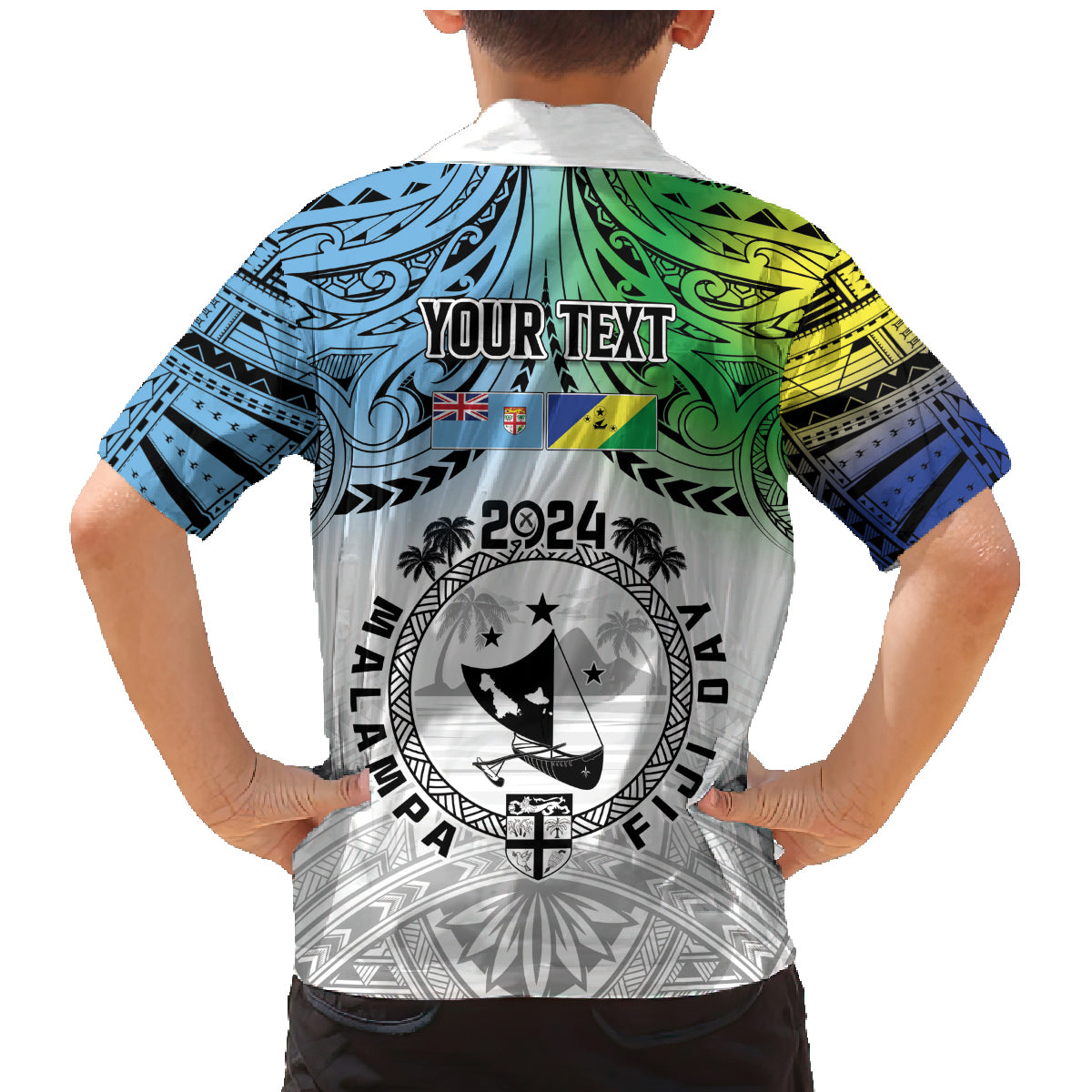 Malampa Fiji Day Family Matching Mermaid Dress and Hawaiian Shirt Gradient Style