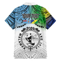 Malampa Fiji Day Family Matching Tank Maxi Dress and Hawaiian Shirt Gradient Style