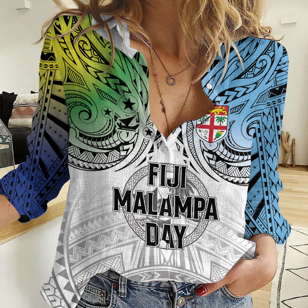 Malampa Fiji Day Women Casual Shirt Gradient Style