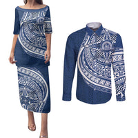Tonga Queen Salote College Personalized Couples Matching Puletasi and Long Sleeve Button Shirt Ngatu Tokelaufeletoa Motifs